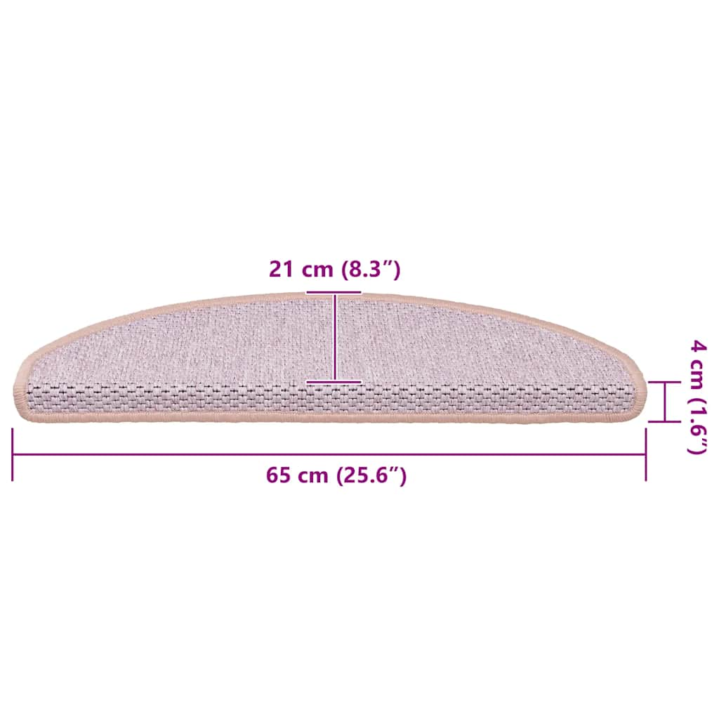 Tappeti Autoadesivi Scale Aspetto Sisal 15pz 65x21x4 cm Rosa