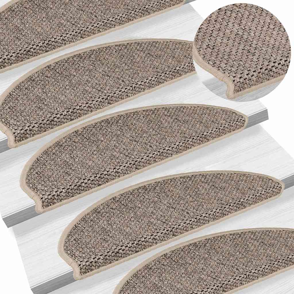 Tappeti Adesivi Scale Aspetto Sisal 15 pz 65x21x4cm Beige Scuro | homemem39