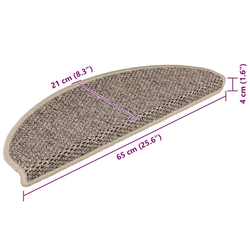 Tappeti Adesivi Scale Aspetto Sisal 15 pz 65x21x4cm Beige Scuro | homemem39