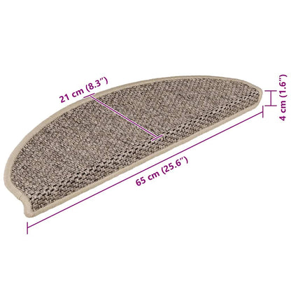 Tappeti Adesivi Scale Aspetto Sisal 15 pz 65x21x4cm Beige Scuro | homemem39