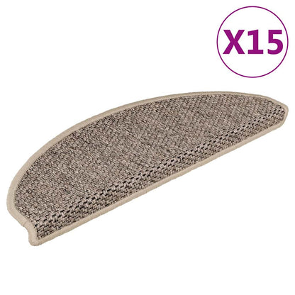 Tappeti Adesivi Scale Aspetto Sisal 15 pz Beige Scuro