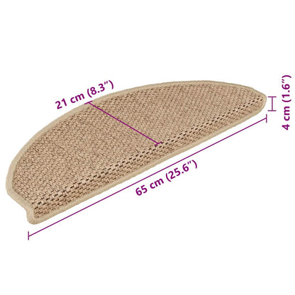 Tappeti Autoadesivi Scale Aspetto Sisal 15 pz 65x21x4 cm Sabbia