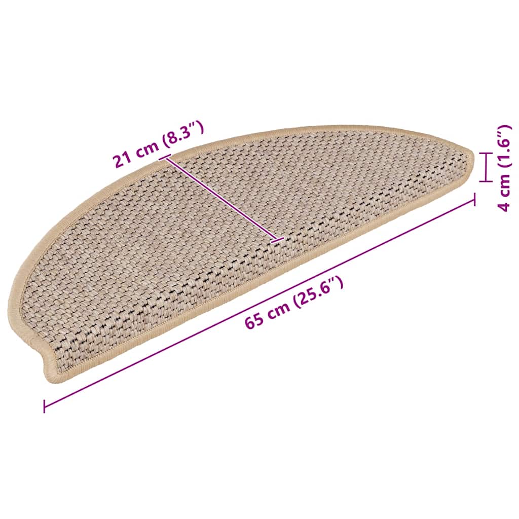 Tappeti Adesivi Scale Aspetto Sisal 15pz 65x21x4cm Beige Chiaro | homemem39