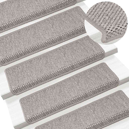 Tappeti Autoadesivi Scale Aspetto Sisal 15 pz 65x21x4cm Argento | homemem39