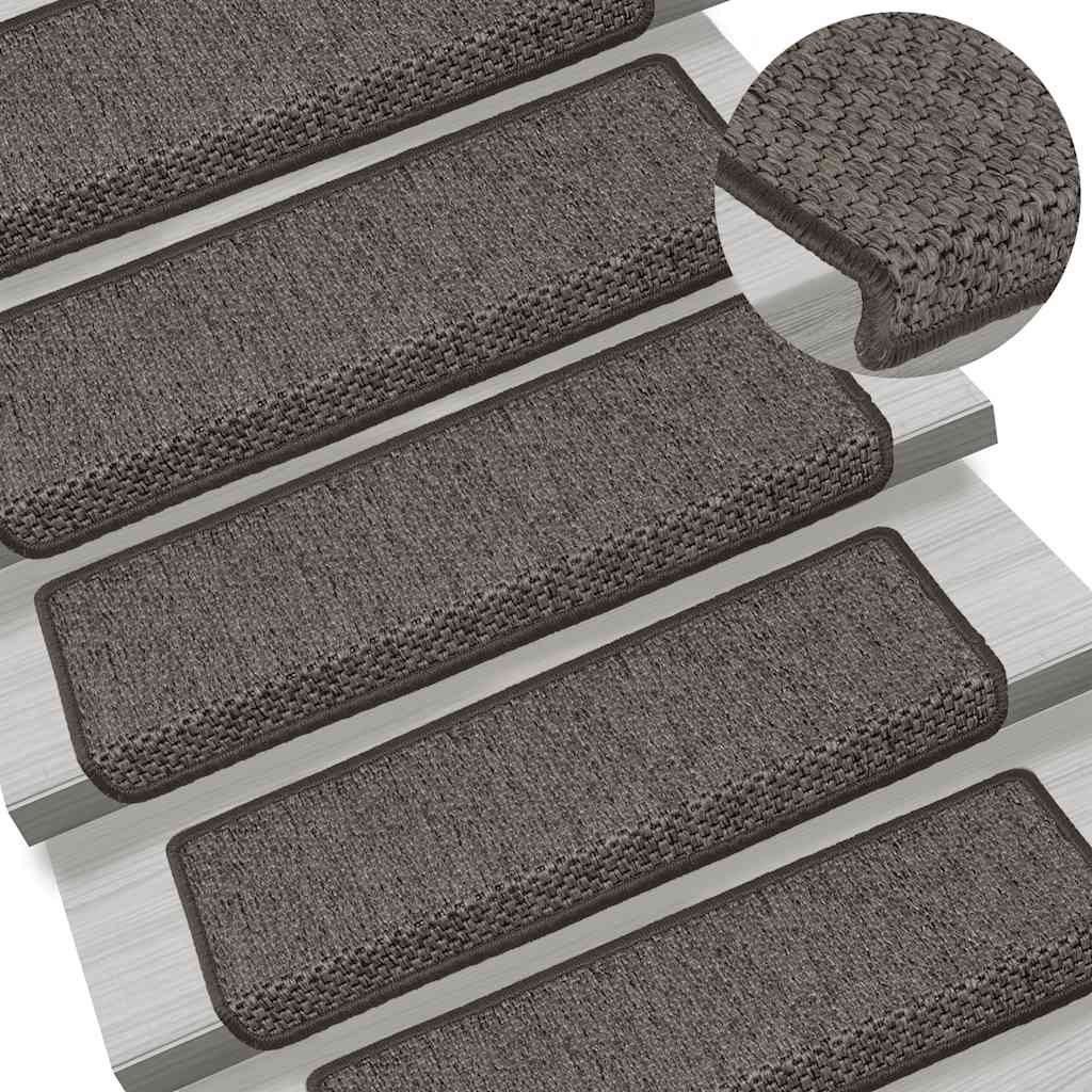 Tappeti Autoadesivi Scale Sisal 15 pz 65x21x4 cm Grigio e Beige | homemem39