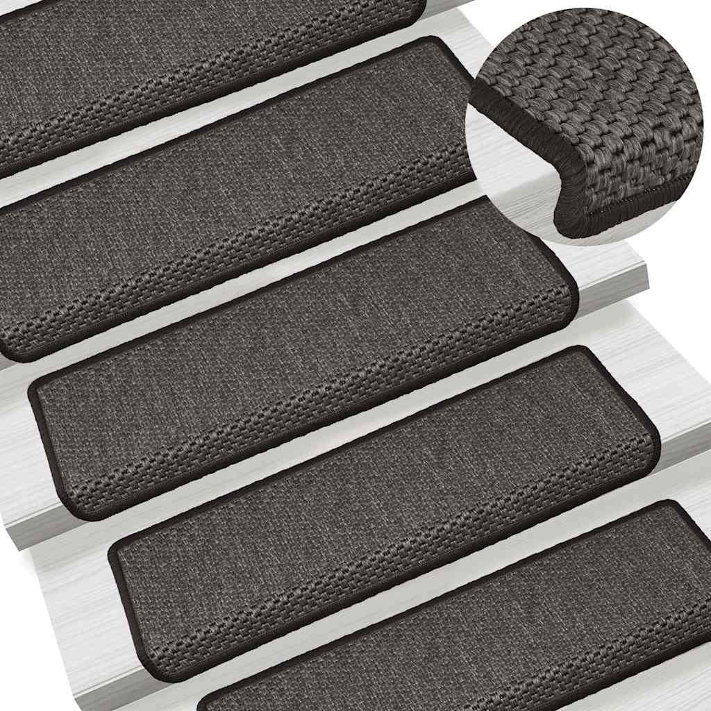 Tappeti Autoadesivi Scale Aspetto Sisal 15pz 65x21x4 Antracite | homemem39