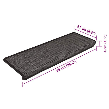 Tappeti Autoadesivi Scale Aspetto Sisal 15pz 65x21x4 Antracite | homemem39
