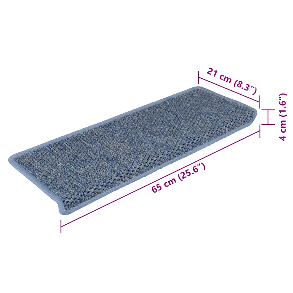 Tappeti Autoadesivi Scale Aspetto Sisal 15 pz 65x21x4 cm Blu | homemem39