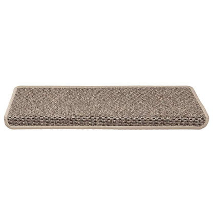 Tappeti Adesivi Scale Aspetto Sisal 15 pz 65x21x4cm Beige Scuro