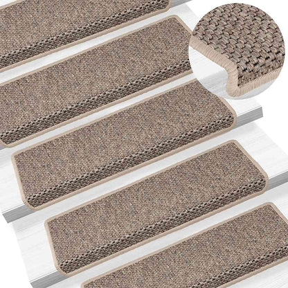 Tappeti Adesivi Scale Aspetto Sisal 15 pz 65x21x4cm Beige Scuro | homemem39