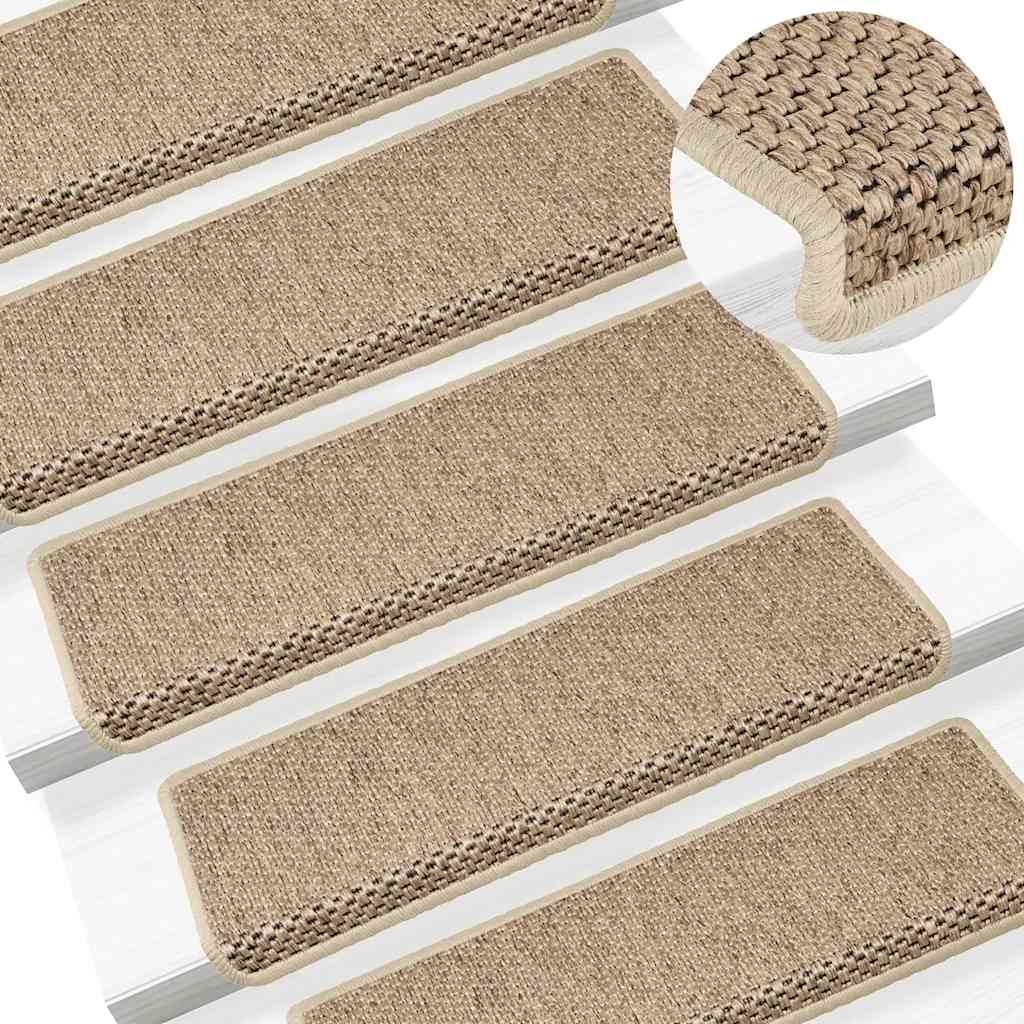 Tappeti Autoadesivi Scale Aspetto Sisal 15 pz 65x21x4 cm Sabbia | homemem39