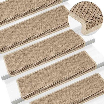 Tappeti Autoadesivi Scale Aspetto Sisal 15 pz 65x21x4 cm Sabbia | homemem39