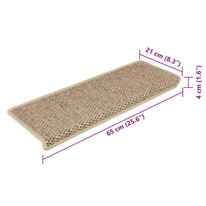 Tappeti Autoadesivi Scale Aspetto Sisal 15 pz 65x21x4 cm Sabbia | homemem39
