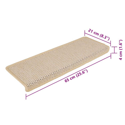 Tappeti Autoadesivi Scale Aspetto Sisal 15 pz 65x21x4 cm Berber