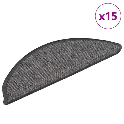 Tappetini per scale 15 pz 56x17x3 cm Beige e Grigio Semicircolari | homemem39