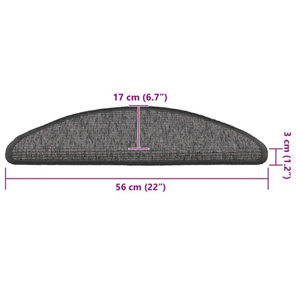 Tappetini per scale 15 pz 56x17x3 cm Beige e Grigio Semicircolari | homemem39