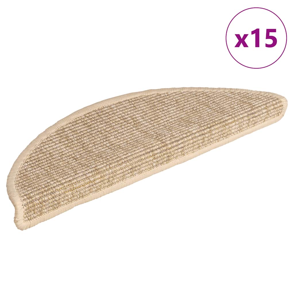 Tappetini per scale 15 pz 56x17x3 cm Beige chiaro Semicircolari | homemem39