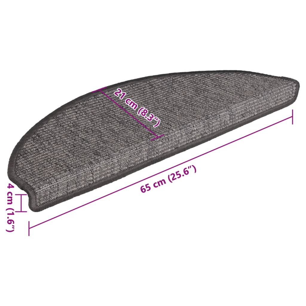 Tappetini per scale 15 pz 65x21x4 cm Beige e Grigio Semicircolari Grandi - homemem39