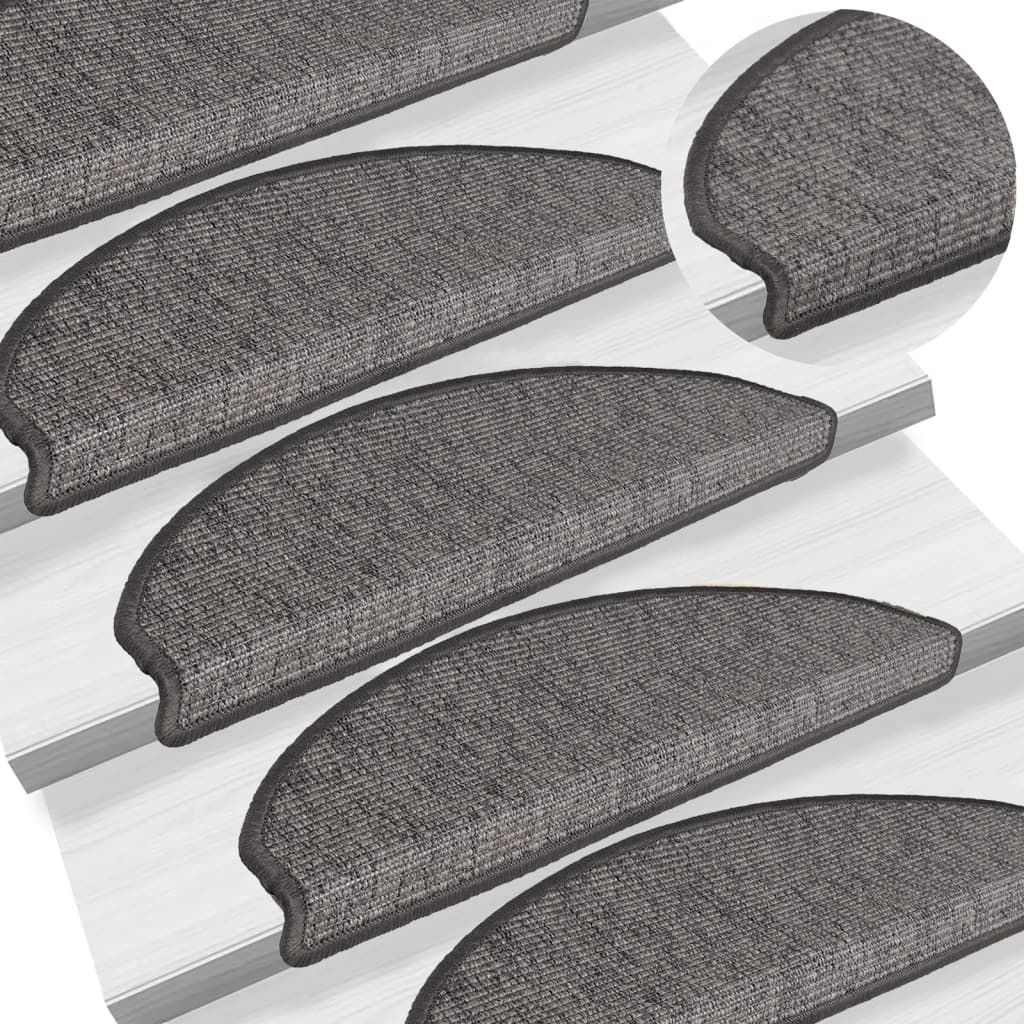 Tappetini per scale 15 pz 65x21x4 cm Beige e Grigio Semicircolari Grandi - homemem39