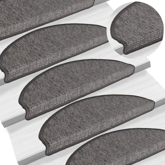 Tappetini per scale 15 pz 65x21x4 cm Beige e Grigio Semicircolari Grandi - homemem39