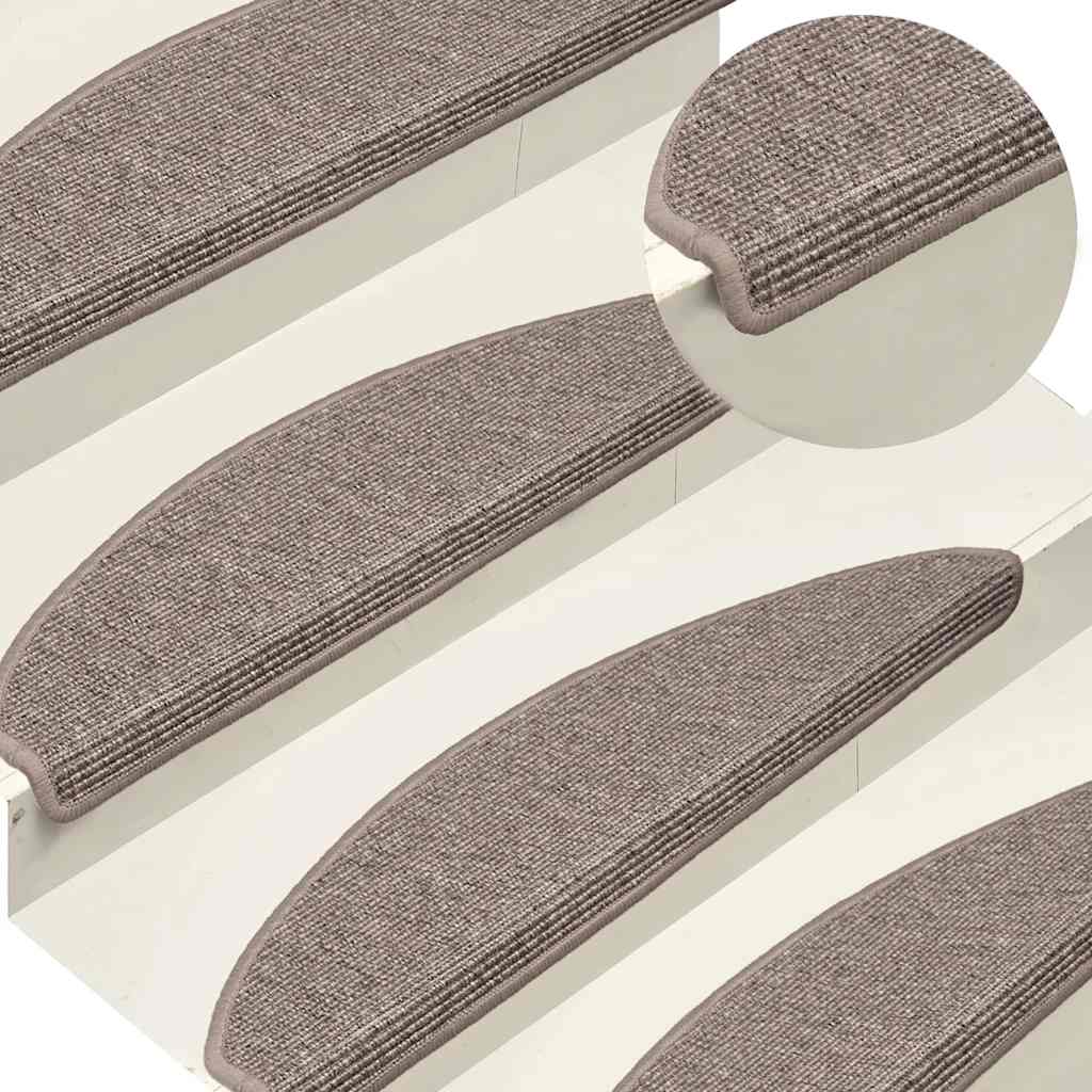 Tappetini per scale 15 pz 65x21x4 cm Beige scuro Semicircolari Grandi | homemem39