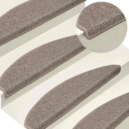 Tappetini per scale 15 pz 65x21x4 cm Beige scuro Semicircolari Grandi | homemem39