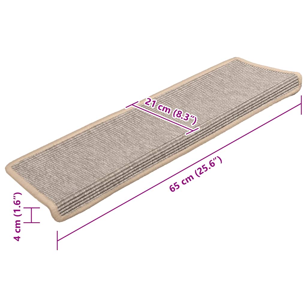 Tappetini per scale 15 pz 65x21x4 cm argento bordo rettangolare | homemem39