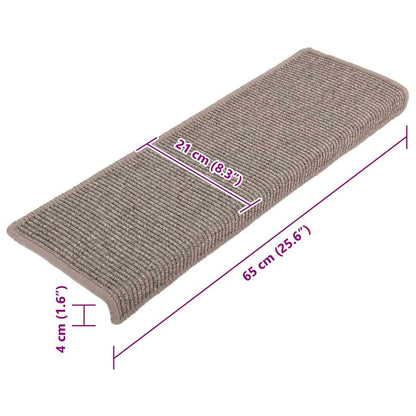 Tappetini per scale 15 pz 65x21x4 cm Beige scuro con bordo rettangolare | homemem39