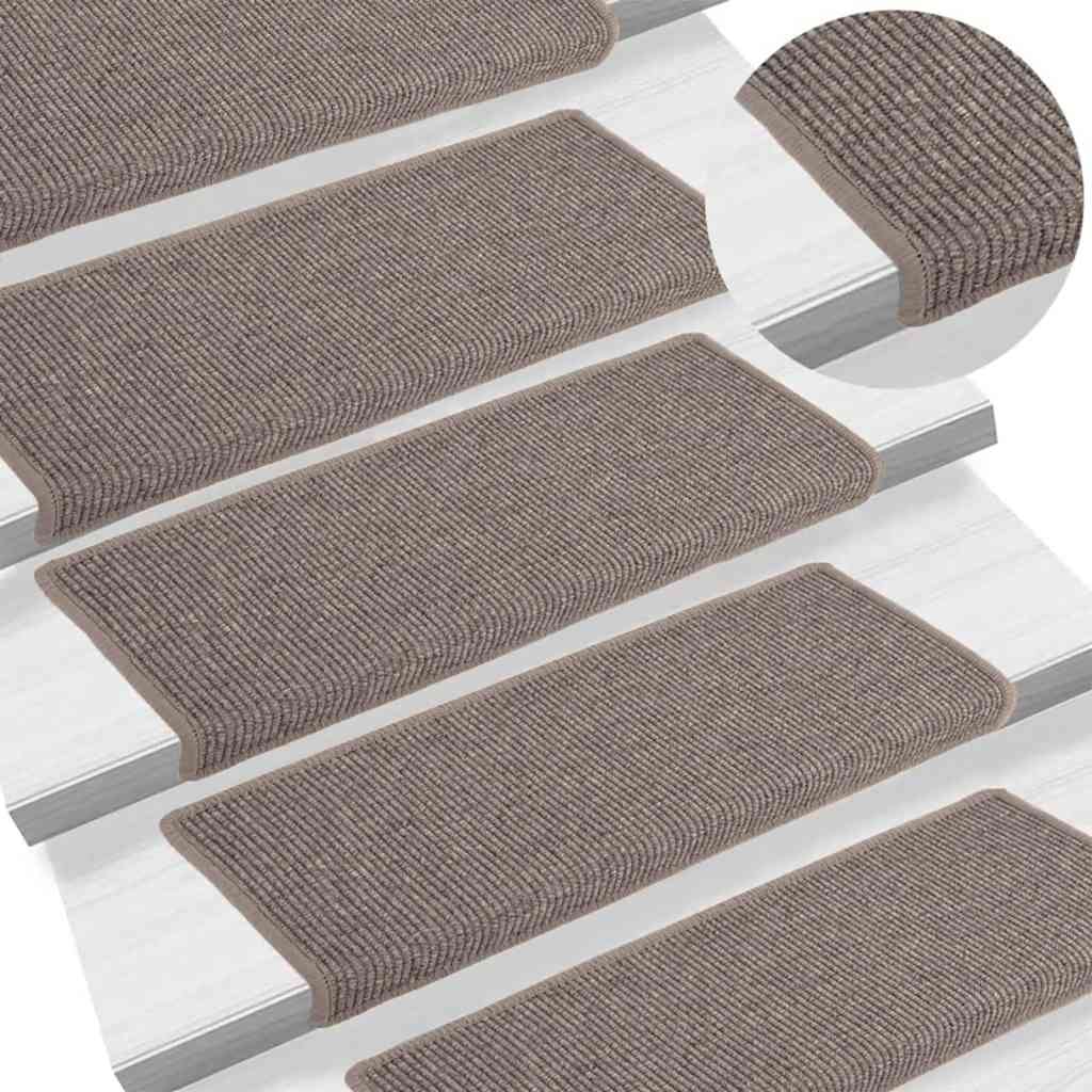 Tappetini per scale 15 pz 65x21x4 cm Beige scuro con bordo rettangolare | homemem39