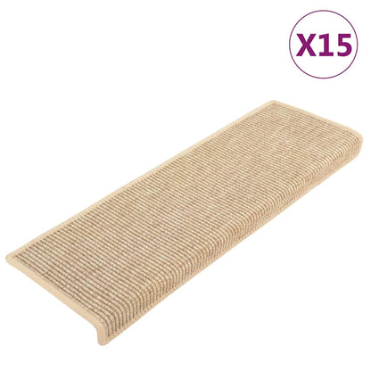 Tappetini per scale 15 pz 65x21x4 cm Beige chiaro Bordo rettangolare | homemem39