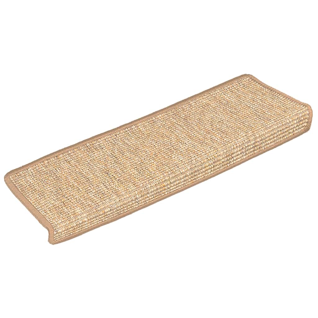 Tappetini per scale 15 pz 65x21x4 cm Marrone chiaro Bordo rettangolare | homemem39