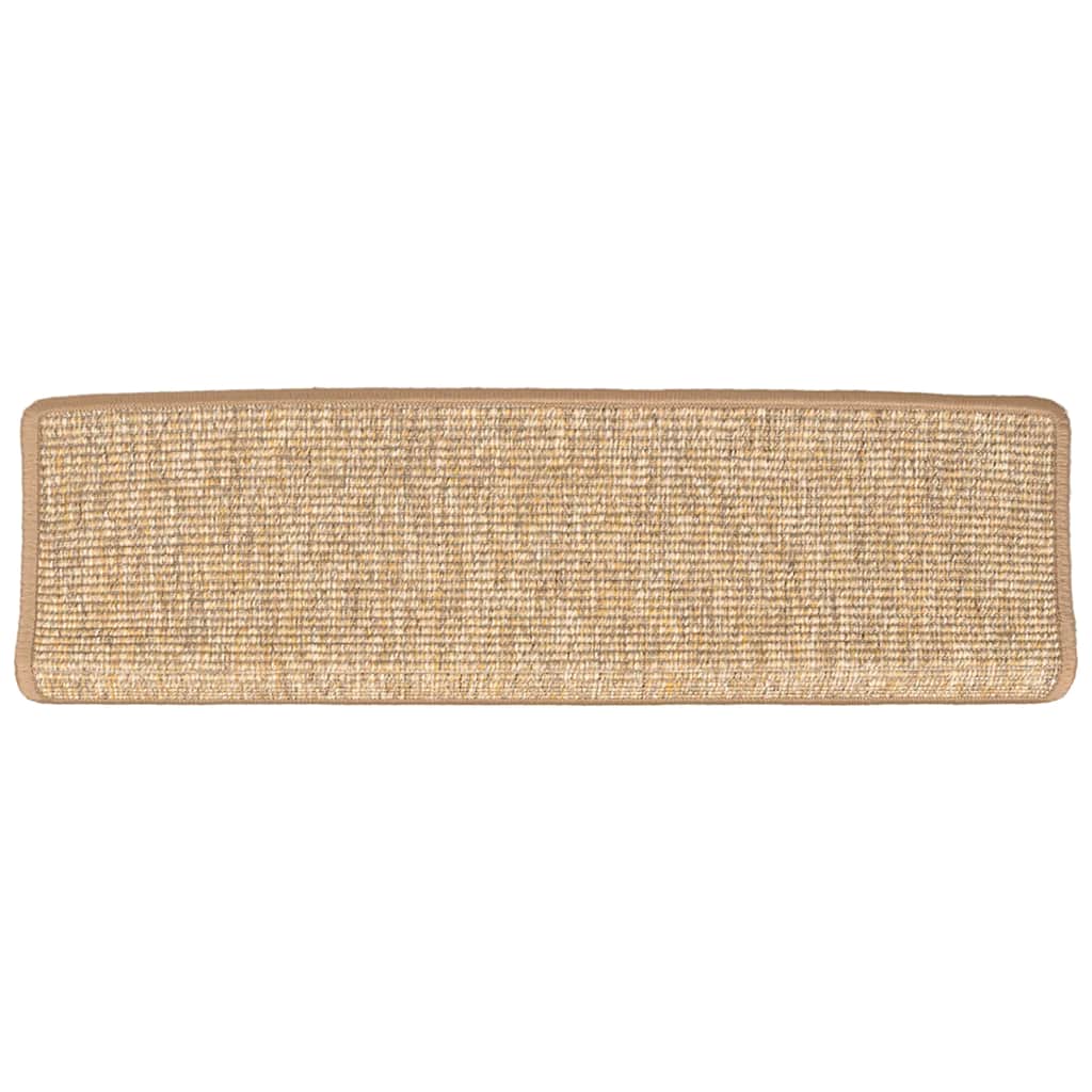 Tappetini per scale 15 pz 65x21x4 cm Marrone chiaro Bordo rettangolare | homemem39