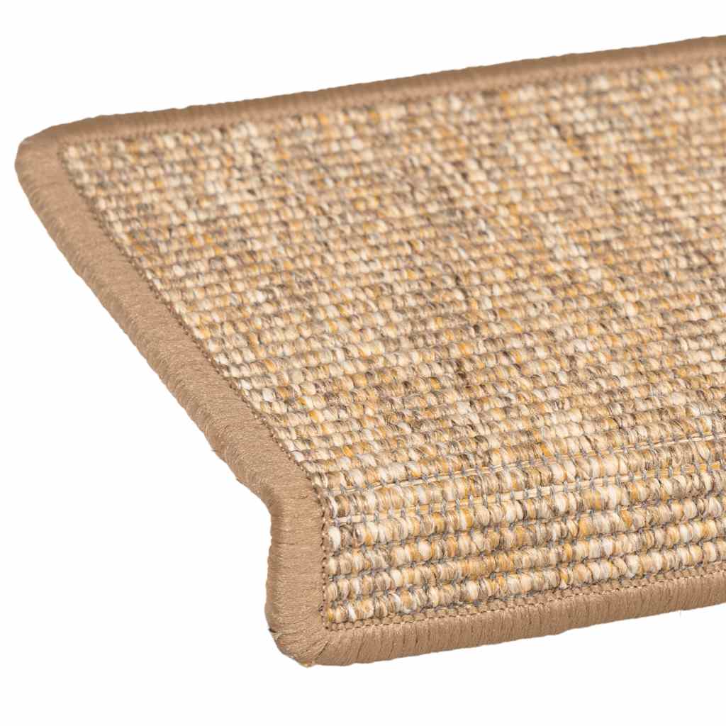Tappetini per scale 15 pz 65x21x4 cm Marrone chiaro Bordo rettangolare | homemem39