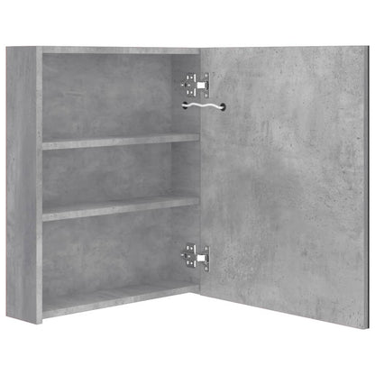 Armadietto Bagno con Specchio e LED Grigio Cemento 50x14x60 cm - homemem39