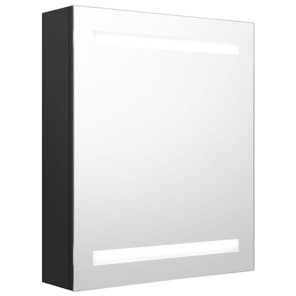 Armadietto a Specchio con LED Nero 50x14x60 cm in MDF | homemem39