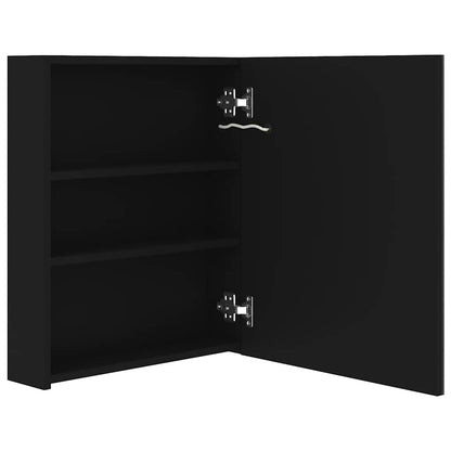 Armadietto a Specchio con LED Nero 50x14x60 cm in MDF | homemem39