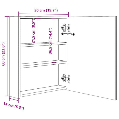 Armadietto a Specchio con LED Nero 50x14x60 cm in MDF | homemem39