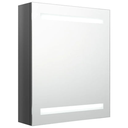 Armadietto Bagno con Specchio e LED Grigio Lucido 50x14x60 cm - homemem39