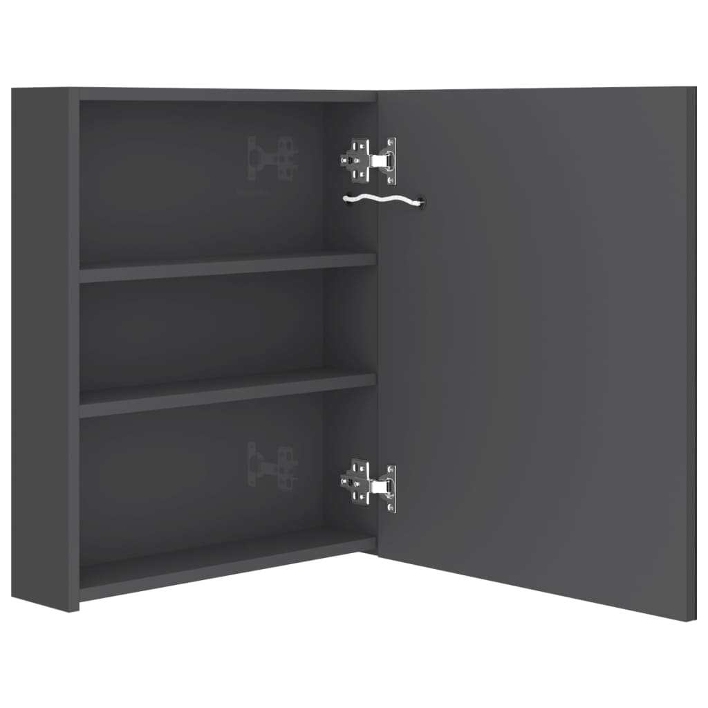 Armadietto Bagno con Specchio e LED Grigio Lucido 50x14x60 cm - homemem39
