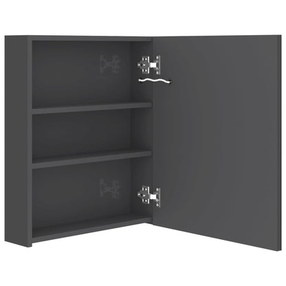 Armadietto Bagno con Specchio e LED Grigio Lucido 50x14x60 cm - homemem39