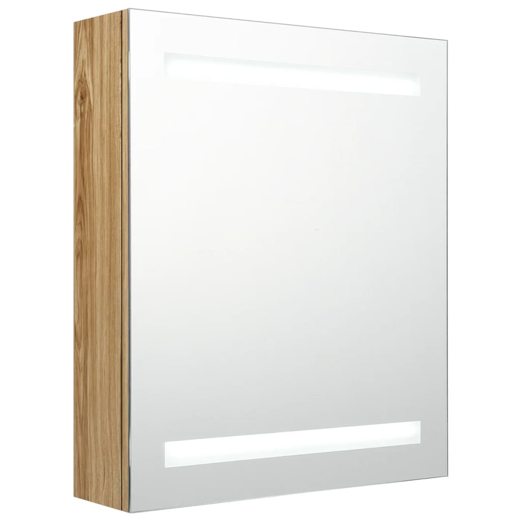 Armadietto Bagno con Specchio e LED Rovere 50x14x60 cm | homemem39