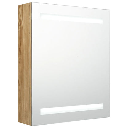 Armadietto Bagno con Specchio e LED Rovere 50x14x60 cm | homemem39