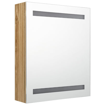 Armadietto Bagno con Specchio e LED Rovere 50x14x60 cm | homemem39