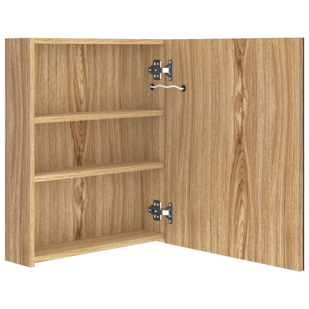 Armadietto Bagno con Specchio e LED Rovere 50x14x60 cm | homemem39