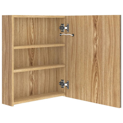 Armadietto Bagno con Specchio e LED Rovere 50x14x60 cm | homemem39