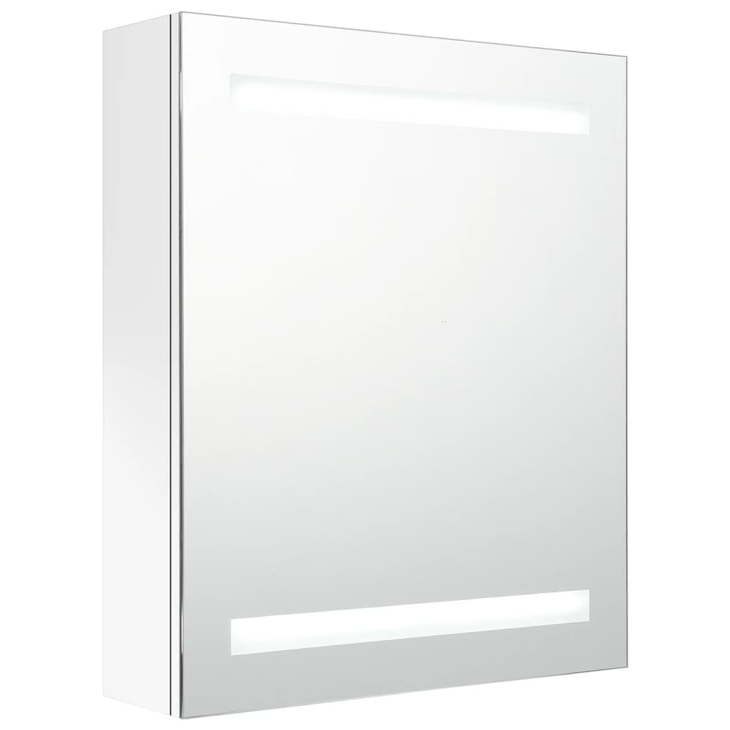 Armadietto Bagno con Specchio e LED Bianco Lucido 50x14x60 cm | homemem39