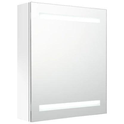 Armadietto Bagno con Specchio e LED Bianco Lucido 50x14x60 cm | homemem39