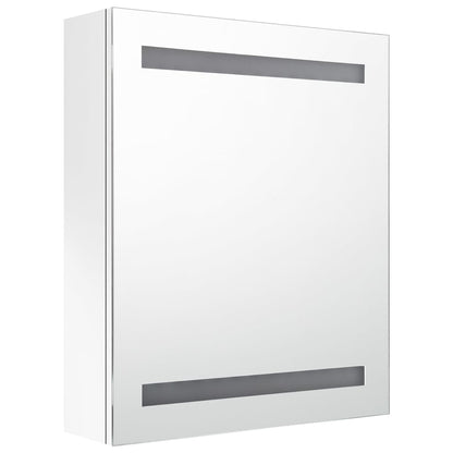 Armadietto Bagno con Specchio e LED Bianco Lucido 50x14x60 cm | homemem39