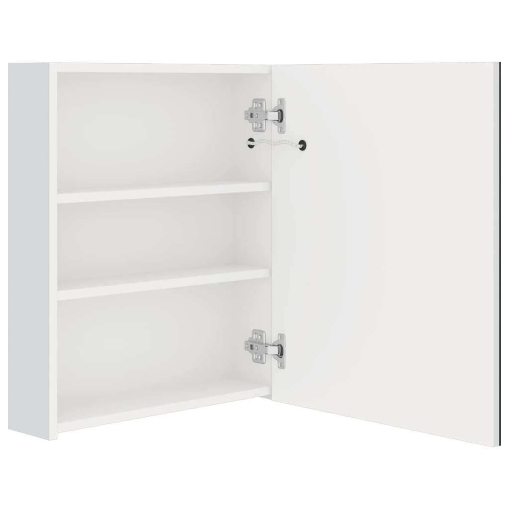 Armadietto Bagno con Specchio e LED Bianco Lucido 50x14x60 cm | homemem39
