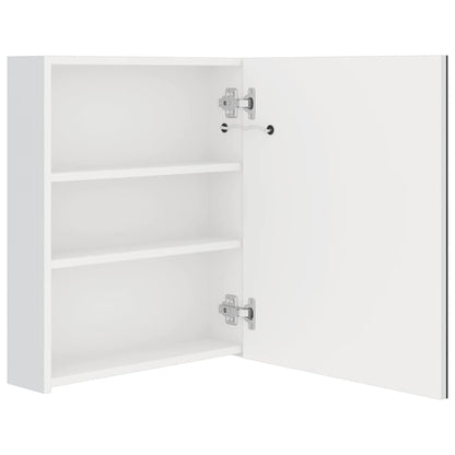 Armadietto Bagno con Specchio e LED Bianco Lucido 50x14x60 cm | homemem39